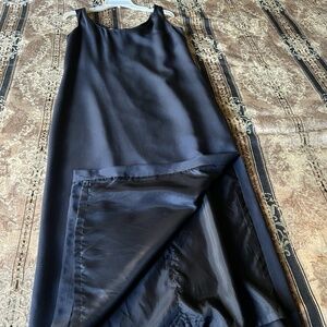 Arnold Scaasi Vintage 100 Silk Black Dress Long 17in Slit Lined 10 M